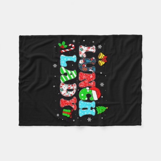 Groovy Lunch Lady Christmas Matching Xmas Lunch La Fleecedecke (Vorderseite (Horizontal))