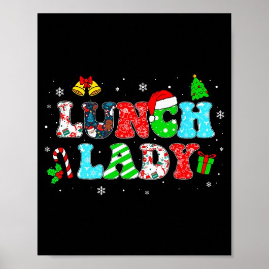 Groovy Lunch Lady Christmas Matching Xmas Lunch La Poster (Vorne)