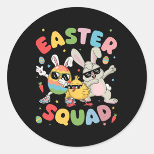 Groovy Lustiger Hase Ei Chick Oster-Squad Tag Männ Runder Aufkleber