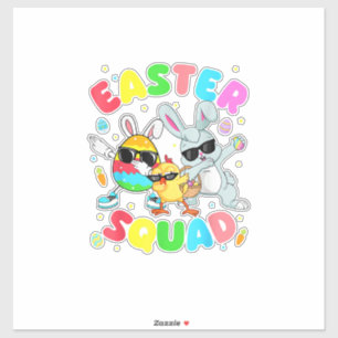 Groovy Lustiger Hase Ei Küken Ostern Squad Tag Män Aufkleber