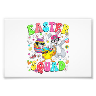 Groovy Lustiger Hase Ei Küken Ostern Squad Tag Män Fotodruck