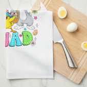 Groovy Lustiger Hase Ei Küken Ostern Squad Tag Män Geschirrtuch (Viertel Falte)