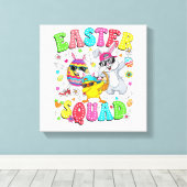 Groovy Lustiger Hase Ei Küken Ostern Squad Tag Män Leinwanddruck (Insitu (Holzboden))