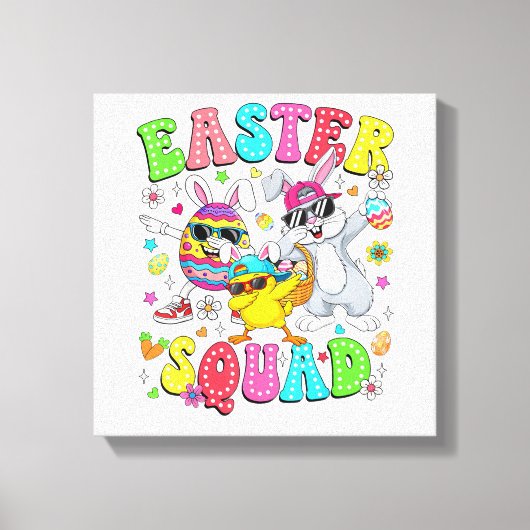 Groovy Lustiger Hase Ei Küken Ostern Squad Tag Män Leinwanddruck (Vorderseite)