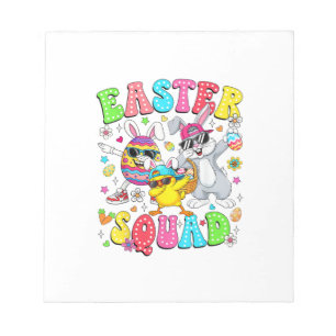 Groovy Lustiger Hase Ei Küken Ostern Squad Tag Män Notizblock