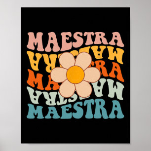 Groovy Maestra Spanischlehrer Zurück zur Schule Re Poster