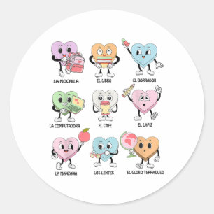 Groovy Maestra Valentinstag Spanischer Lehrer Dual Runder Aufkleber
