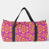 Groovy Magenta Blumenmuster Große Duffle Tasche (Vorderseite)