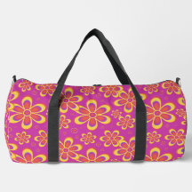 Groovy Magenta Blumenmuster Große Duffle Tasche