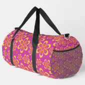Groovy Magenta Blumenmuster Große Duffle Tasche (Rechte Ecke)