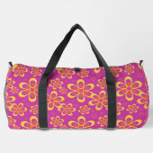 Groovy Magenta Blumenmuster Große Duffle Tasche (Rückseite)