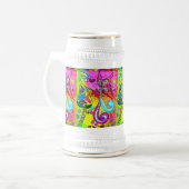 Groovy magic mushroom butterfly beer stein bierglas (Vorderseite Links)