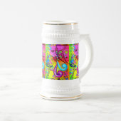 Groovy magic mushroom butterfly beer stein bierglas (VorderseiteRechts)