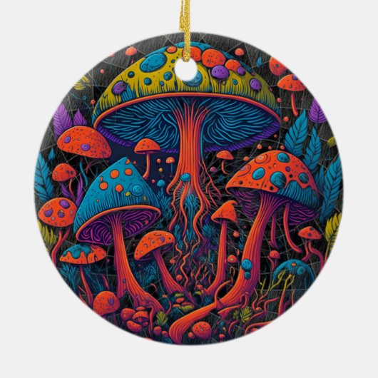 Groovy Magic Mushrooms Keramik Ornament (Hinten)