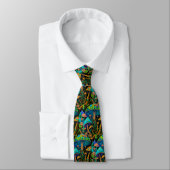 Groovy Magic Mushrooms - Retro Art Neck Tie Krawatte (Gebunden)