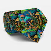 Groovy Magic Mushrooms - Retro Art Neck Tie Krawatte (Gerollt)