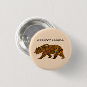 Groovy Mama Bear Fraktal Silhouette Typografie Button (Vorne & Hinten)
