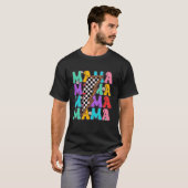 Groovy Mama Checkered Lightning Bolt Happy Mütter T-Shirt (Vorne ganz)