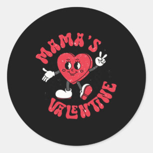 Groovy Mama ist meine Valentine Niedlich Heart Boy Runder Aufkleber