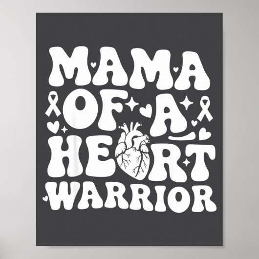 Groovy Mama Of A Heart Warrior Chd Awareness Heart Poster (Vorne)