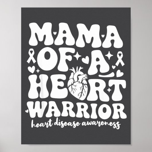 Groovy Mama Of A Heart Warrior Chd Awareness Heart Poster (Vorne)