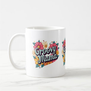 Groovy Mama Retro-Blumen-70er-Jahre-Design Kaffeetasse
