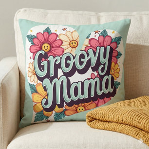 Groovy Mama Retro Floral 70er Ästhetische Gestaltu Kissen