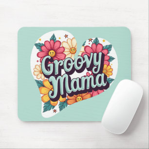 Groovy Mama Retro Floral 70er Ästhetische Gestaltu Mousepad