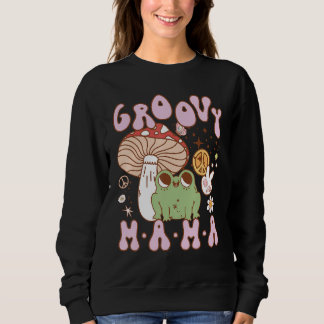 Groovy Mama Retro Mom Aesthetic Nostalgia Mothers  Sweatshirt