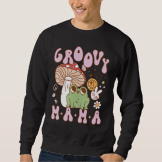 Groovy Mama Retro Mom Aesthetic Nostalgia Mothers  Sweatshirt