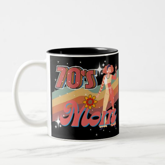 Groovy Mama Retro Vintag Funky Zweifarbige Tasse (Links)