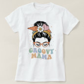 Groovy Mama Shirt, Retro Mama T - Shirt (Design vorne)