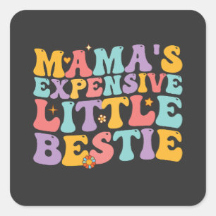 Groovy Mamas teure Little Bestie Retro Quadratischer Aufkleber