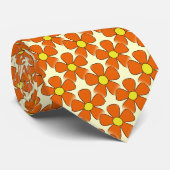 Groovy Mann-orange Blumen-Krawatte Krawatte (Gerollt)