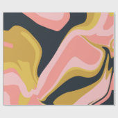 Groovy Marbel Pink Mustard Swirl Retro 60er Geschenkpapier (Flach)