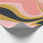 Groovy Marbel Pink Mustard Swirl Retro 60er Geschenkpapier (Ecke)