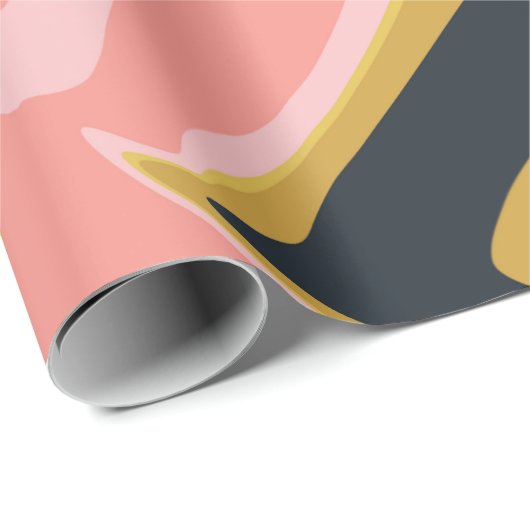 Groovy Marbel Pink Mustard Swirl Retro 60er Geschenkpapier (Rolleneckpunkt)