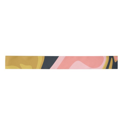 Groovy Marbel Pink Mustard Swirl Retro 60er Satinband (Vorderseite)