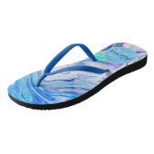 Groovy Marble Swirl Monogram Flip Flops Badesandalen (Schrägansicht)
