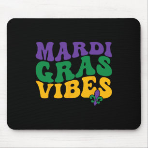 Groovy Mardi Gras Vibes Karnevalsbeads Funny Mardi Mousepad