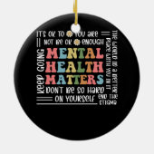 Groovy Mental Health Matters Floral Minimalistisch Keramik Ornament (Hinten)
