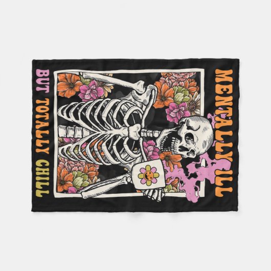 Groovy Mentally Ill, aber Totally Chill Halloween  Fleecedecke (Vorderseite (Horizontal))