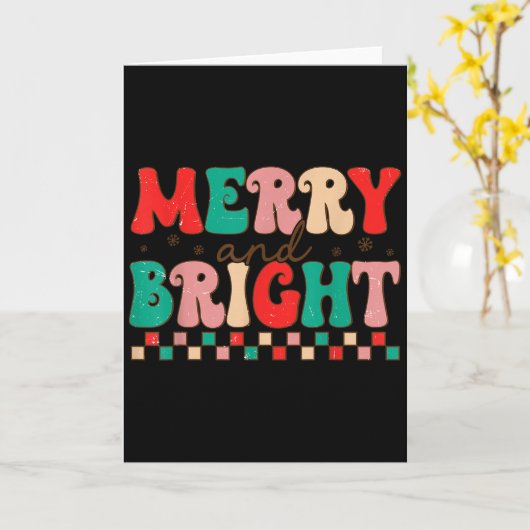 Groovy Merry And Bright Christmas Matching Family  Karte (Gelbe Blume)