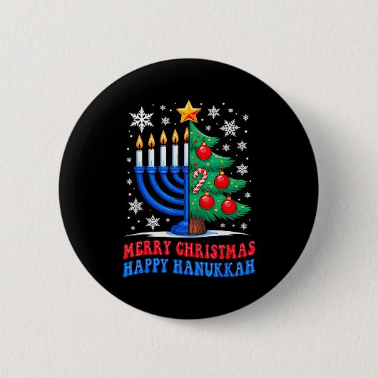 Groovy Merry Chrismukkah Happy Christmas Hanukkah Button (Vorderseite)