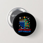 Groovy Merry Chrismukkah Happy Christmas Hanukkah  Button (Vorne & Hinten)