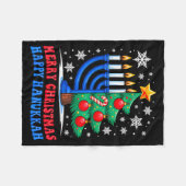 Groovy Merry Chrismukkah Happy Christmas Hanukkah Fleecedecke (Vorderseite (Horizontal))