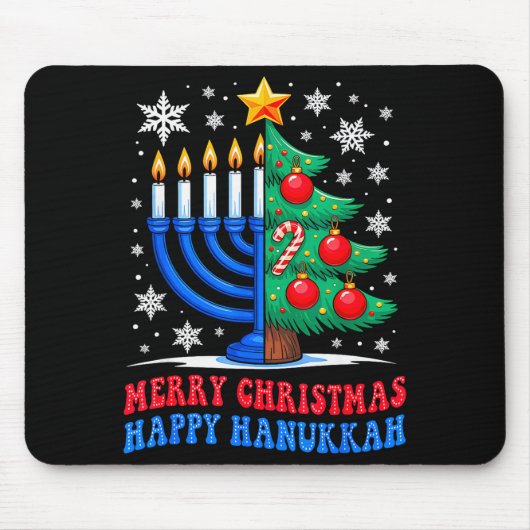 Groovy Merry Chrismukkah Happy Christmas Hanukkah Mousepad (Vorne)