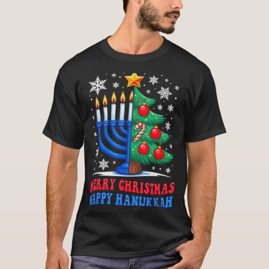 Groovy Merry Chrismukkah Happy Christmas Hanukkah T-Shirt (Vorderseite)