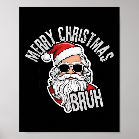 Groovy Merry Christmas Santa Bruh Checkered Retro Poster (Vorne)