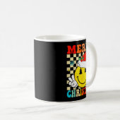 Groovy Merry Christmas Smile Face Santa Hat Xmas T Kaffeetasse (VorderseiteRechts)
